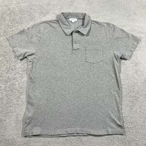 Sunspel Riviera Polo Shirt Mens Medium Gray Cotton Pocket